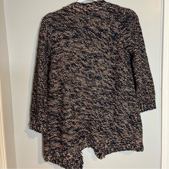 Anthropologie SPARROW Marled Peat Cardigan Open Front SIZE S Linen Blend Fringe - Picture 4 of 6